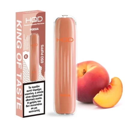 Ηλεκτρονικό τσιγάρο μιας χρήσης HQD Wave Persia Peach με γεύση Ροδάκινο +box