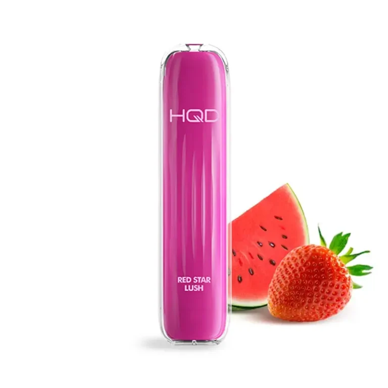 Ηλεκτρονικό τσιγάρο μιας χρήσης HQD Wave Red Star Lush Strawberry-Watermelon με γεύση Φράουλα - Καρπούζι.