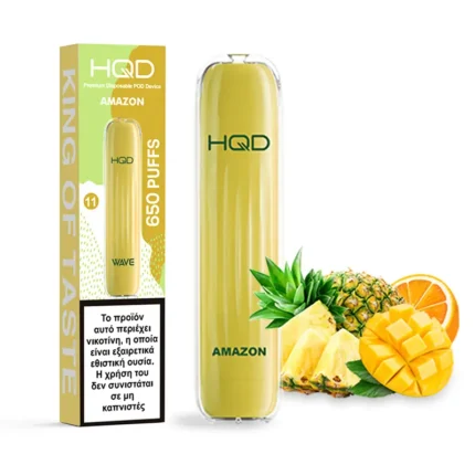 Ηλεκτρονικό τσιγάρο μιας χρήσης HQD Wave Amazon Tropical-Fruits με γεύση Τροπικά Φρούτα +box