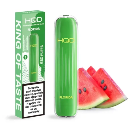 Ηλεκτρονικό τσιγάρο μιας χρήσης HQD Wave Florida Watermelon με γεύση καρπούζι +box