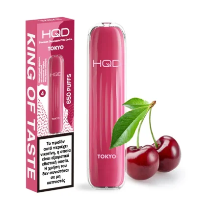 Ηλεκτρονικό τσιγάρο μιας χρήσης HQD Wave Tokyo – Cherry με γεύση Κεράσι +box