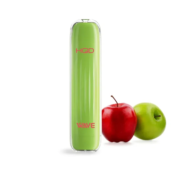 Vape μιας χρήσης HQD Wave Dubai Double Apple με γεύση Διπλό Μήλο (πράσινο, κόκκινο μήλο)